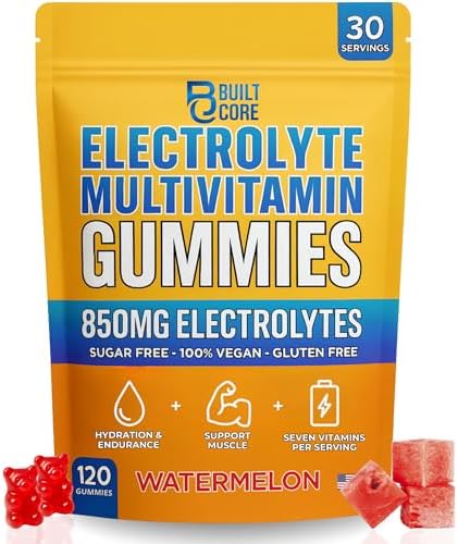 Gomitas Electrolíticas Sin Azúcar BuiltCore | Recuperación de Sandía y Suplementos Antioxidantes para Energía e Hidratación Instantánea | 120 Gomas - imagen 1