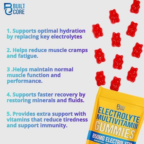 Gomitas Electrolíticas Sin Azúcar BuiltCore | Recuperación de Sandía y Suplementos Antioxidantes para Energía e Hidratación Instantánea | 120 Gomas - imagen 6