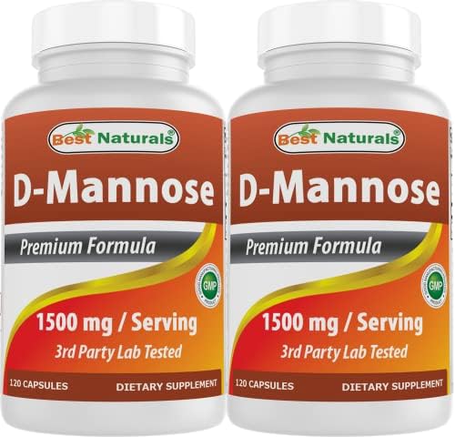 Best Naturals D-Mannosa 1500 mg por Porción 120 Cápsulas (Paquete de 2) - imagen 1