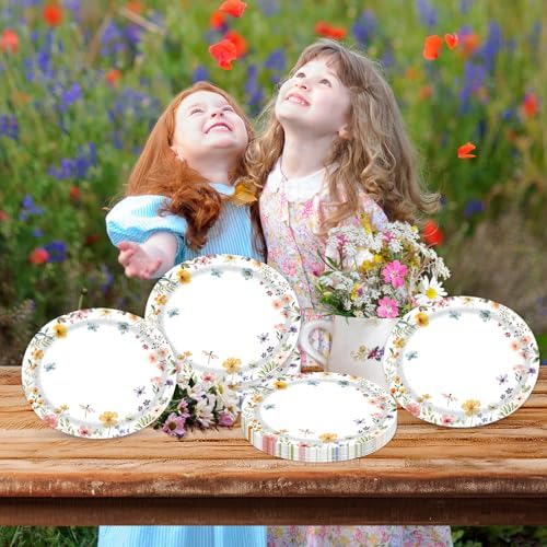 Platos Desechables Ovalados Aysimple de 50 Piezas - 10 x 12 Grandes con Flores para Fiestas de Primavera, Baby Shower y Cumpleaños - imagen 5
