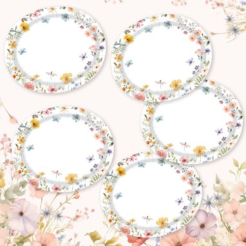 Platos Desechables Ovalados Aysimple de 50 Piezas - 10 x 12 Grandes con Flores para Fiestas de Primavera, Baby Shower y Cumpleaños - imagen 6