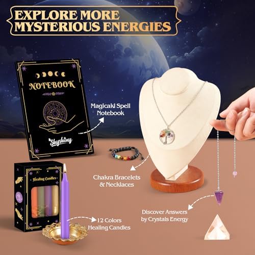 Kit de Suministros de Brujería, 80 Piezas para Principiantes, Herramientas Wiccanas, Velas de Hechizo, Cristales de Chakra y Hierbas Secas para Magia - imagen 4