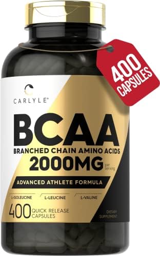 Cápsulas de BCAA Carlyle | 2000mg | 400 Pastillas en Polvo | Suplemento de Aminoácidos para Hombres y Mujeres | L-Isoleucina, L-Leucina, L-Valina | - imagen 1