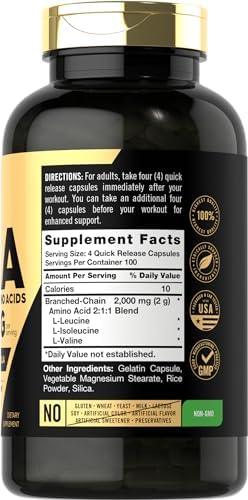 Cápsulas de BCAA Carlyle | 2000mg | 400 Pastillas en Polvo | Suplemento de Aminoácidos para Hombres y Mujeres | L-Isoleucina, L-Leucina, L-Valina | - imagen 2