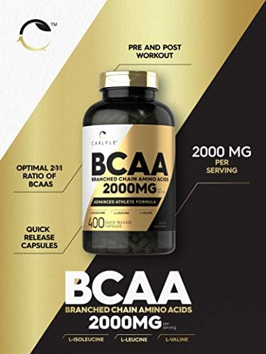 Cápsulas de BCAA Carlyle | 2000mg | 400 Pastillas en Polvo | Suplemento de Aminoácidos para Hombres y Mujeres | L-Isoleucina, L-Leucina, L-Valina | - imagen 3