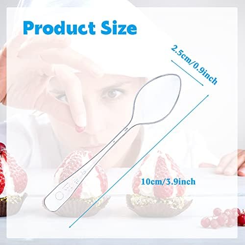 1000 Piezas de Cucharitas Mini Transparentes Desechables para Postres, Utensilios Plásticos para Muestras, Helados y Aperitivos, 3.7 x 0.8 Pulgadas - imagen 2