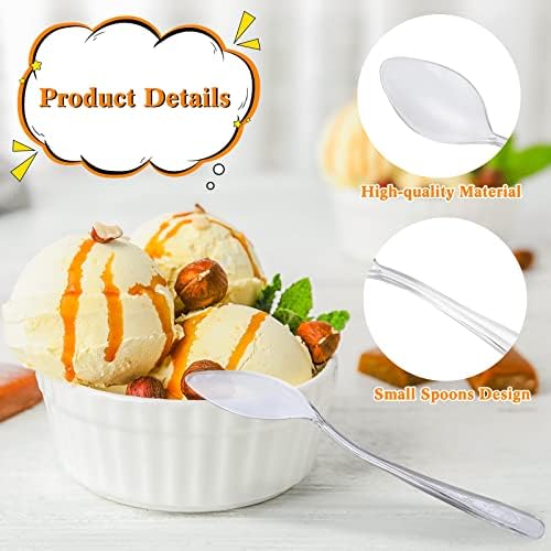 1000 Piezas de Cucharitas Mini Transparentes Desechables para Postres, Utensilios Plásticos para Muestras, Helados y Aperitivos, 3.7 x 0.8 Pulgadas - imagen 3