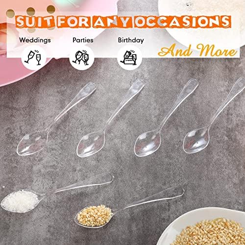 1000 Piezas de Cucharitas Mini Transparentes Desechables para Postres, Utensilios Plásticos para Muestras, Helados y Aperitivos, 3.7 x 0.8 Pulgadas - imagen 5