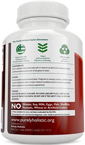 Cápsulas de Canela de Ceilán Purely Holistic 1500mg, 225 Cápsulas Veganas, Suministro para 75 Días (25% Más Porciones) - imagen 4