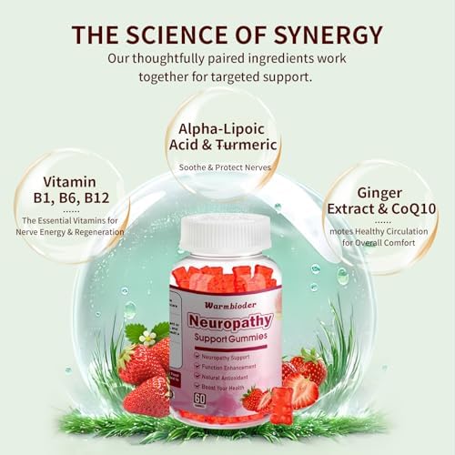 Gomitas Sin Azúcar para Soporte de Neuropatía – Salud Nerviosa Mejorada, Regeneración y Soporte Cognitivo con Vitaminas B1, B6, B12, Magnesio, ALA, - imagen 5