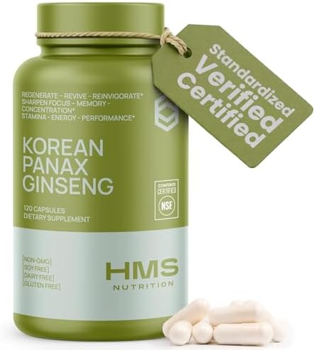 Suplemento de Ginseng Rojo Panax Coreano HMS Nutrition 2000mg – 120 Cápsulas Veganas, Máxima Potencia de Ginsenósidos, Extracto Certificado NSF para - imagen 1