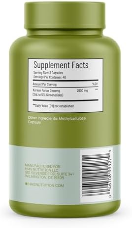 Suplemento de Ginseng Rojo Panax Coreano HMS Nutrition 2000mg – 120 Cápsulas Veganas, Máxima Potencia de Ginsenósidos, Extracto Certificado NSF para - imagen 4