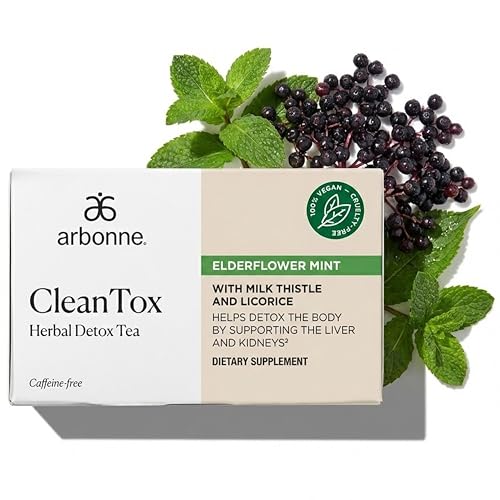 Té Detox Herbal Cleantox – Bolsitas de té sin cafeína con mezcla botánica para refresco diario, incluye menta, diente de león, hinojo y cardo - imagen 1