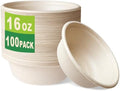 Tazones Compostables GreenWorks de 100 Piezas, 16 OZ, de Bagazo y Fibra de Bambú, Naturales y Biodegradables - imagen 1