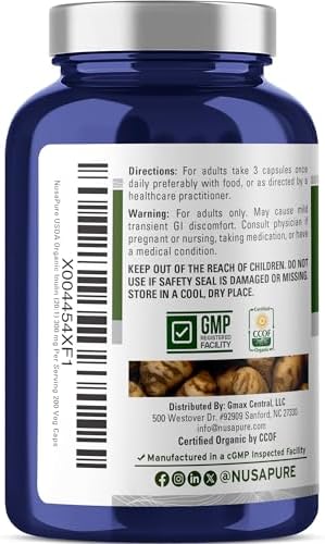 Cápsulas de Inulina Orgánica NusaPure, 300 mg, 200 Cápsulas Veganas (Sin OGM, Veganas, USDA) - imagen 3