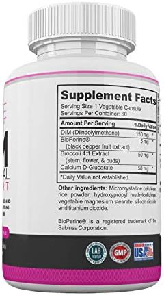 Suplemento de Alivio para la Menopausia DIM Complex 150mg con Bioperina, Brócoli y Calcio para Mujeres - 60 Cápsulas de LadyMe - imagen 5