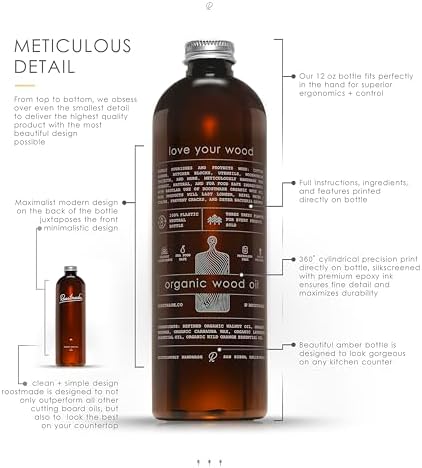 Roostmade - Aceite Orgánico para Tablas de Cortar de Madera - 12 oz, Acondicionador de Madera sin Aceite Mineral, Ingredientes Naturales y Orgánicos - imagen 4