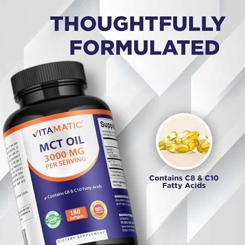 Cápsulas de Aceite MCT Vitamatic 3000 mg - 180 Softgels de Aceite de Coco - 55% Ácido Caprílico C8 y 40% Ácido Caprico C10 (Total 360 Softgels) - imagen 5