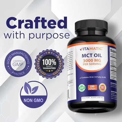 Cápsulas de Aceite MCT Vitamatic 3000 mg - 180 Softgels de Aceite de Coco - 55% Ácido Caprílico C8 y 40% Ácido Caprico C10 (Total 360 Softgels) - imagen 7