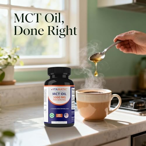 Cápsulas de Aceite MCT Vitamatic 3000 mg - 180 Softgels de Aceite de Coco - 55% Ácido Caprílico C8 y 40% Ácido Caprico C10 (Total 360 Softgels) - imagen 8