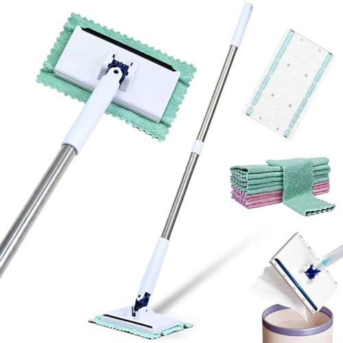 Mopa Mini PDOSOCK Snap Grip, Mopa Plana Manos Libres, 10 Paños Reutilizables, Acero Inoxidable, Diseño de Reemplazo con Un Clic, para Pisos - imagen 1
