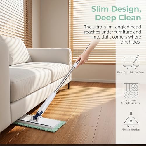 Mopa Mini PDOSOCK Snap Grip, Mopa Plana Manos Libres, 10 Paños Reutilizables, Acero Inoxidable, Diseño de Reemplazo con Un Clic, para Pisos - imagen 4