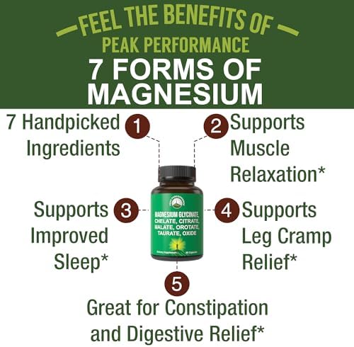 Complejo de Magnesio: 7 Formas (Glicinato, Citrato, Malato, Quelato, Orotato, Taurato, Óxido) - 500mg, 2 Cápsulas para Sueño, Calambres y Músculos - imagen 2