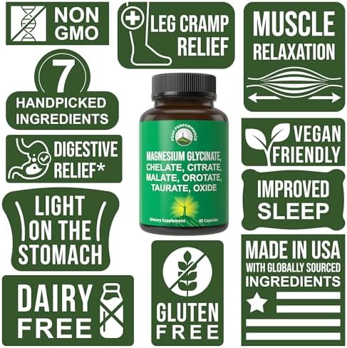 Complejo de Magnesio: 7 Formas (Glicinato, Citrato, Malato, Quelato, Orotato, Taurato, Óxido) - 500mg, 2 Cápsulas para Sueño, Calambres y Músculos - imagen 3