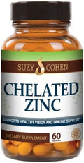 Suplementos de Zinc Quelado Suzy Cohen - 60 Cápsulas Suaves para el Estómago - Apoya el Crecimiento Celular, la Inmunidad y la Salud de la Piel - imagen 1