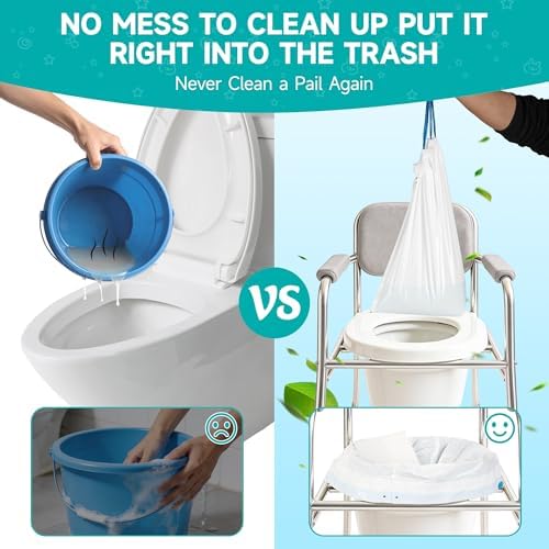 Forros desechables para inodoro portátil, 160 bolsas médicas para silla, cubo y orinal, aptos para adultos, sin fragancia, se adaptan a todos los - imagen 3