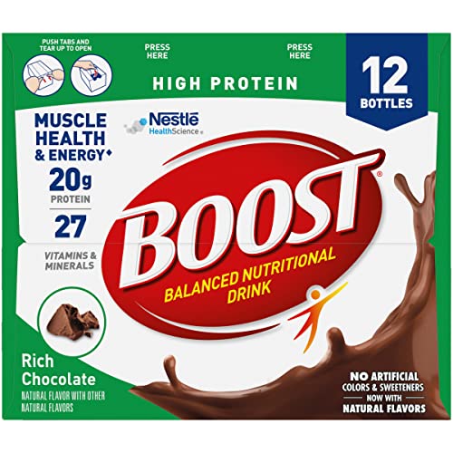 Bebida Nutricional Alta en Proteínas Boost, Chocolate Rico, Salud Muscular y Energía, 25% Menos Azúcares, 8 FL OZ, 12 Botellas - imagen 5