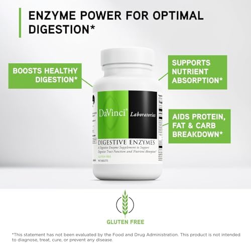 Suplemento Dietético de Enzimas Digestivas DAVINCI Labs para Función Digestiva y Absorción de Nutrientes - Con Calcio, Pepsina, Bromelina, Papaína, - imagen 3