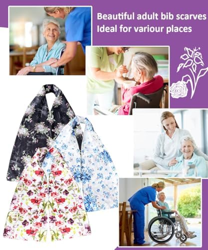 Paquete de 3 Baberos para Adultos, Protectores de Ropa Lavables, Baberos Reutilizables con Broches para Mujeres y Hombres Mayores, Rosa y Azul - imagen 2