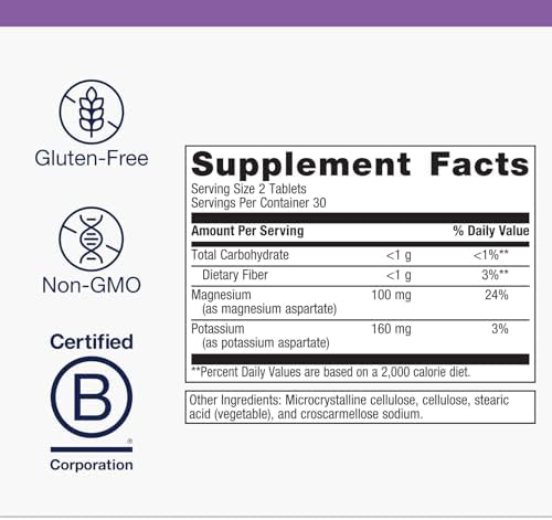 Suplemento Electrolyte Metagenics Mg/K Aspartato - Potasio y Magnesio - Apoya la Salud del Corazón, Músculos y Nervios - 60 Tabletas Vegetarianas, - imagen 4