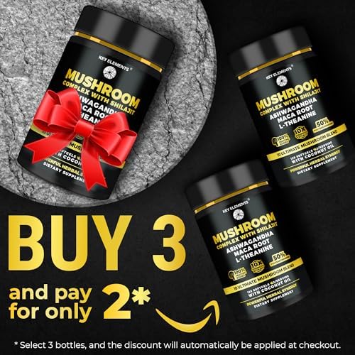 Complejo Orgánico de Hongos con Shilajit y Aceite de Coco - Suplemento de Hongo Melena de León con Ashwagandha y L-Theanina - Cápsulas para Memoria, - imagen 8