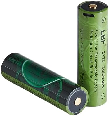 Batería Recargable LBF 3.7V 5000mAh (21 * 75, no 18 * 65) con Entrada/Salida Tipo-C y Circuito de Protección - Paquete de 2 para Linternas y Frontales - imagen 1
