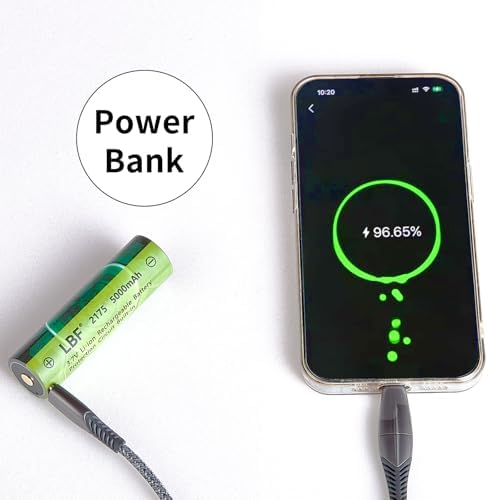 Batería Recargable LBF 3.7V 5000mAh (21 * 75, no 18 * 65) con Entrada/Salida Tipo-C y Circuito de Protección - Paquete de 2 para Linternas y Frontales - imagen 4