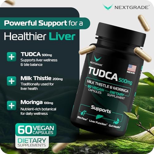 Suplemento de Apoyo Hepático NEXTGRADE TUDCA 500mg con Sales Biliares, Cardo Mariano (200mg) y Moringa (100mg) - 60 Cápsulas, eBook Incluido - imagen 4
