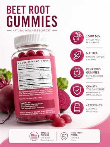 Gomitas de Raíz de Betabel Flamingo Supplements Sin Azúcar - Suplemento para Rendimiento Deportivo, Aumento de Óxido Nítrico, Energía y Circulación - - imagen 2