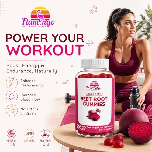Gomitas de Raíz de Betabel Flamingo Supplements Sin Azúcar - Suplemento para Rendimiento Deportivo, Aumento de Óxido Nítrico, Energía y Circulación - - imagen 3
