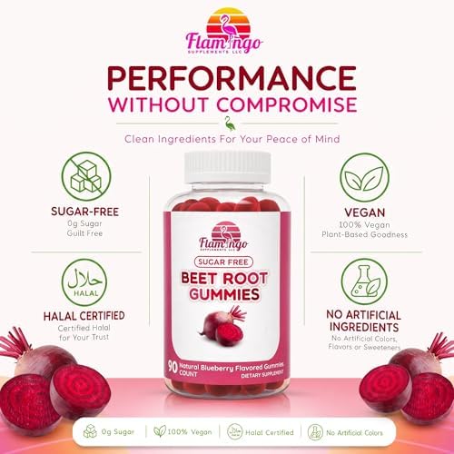 Gomitas de Raíz de Betabel Flamingo Supplements Sin Azúcar - Suplemento para Rendimiento Deportivo, Aumento de Óxido Nítrico, Energía y Circulación - - imagen 4