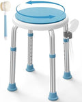 Silla de Ducha Giratoria HOMLAND, Taburete Redondo Ajustable con Respaldo y Cepillo, Asiento para Baño para Ancianos y Personas con Discapacidad - imagen 1