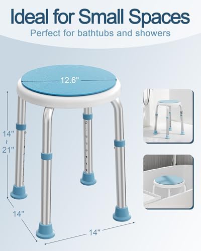 Silla de Ducha Giratoria HOMLAND, Taburete Redondo Ajustable con Respaldo y Cepillo, Asiento para Baño para Ancianos y Personas con Discapacidad - imagen 4