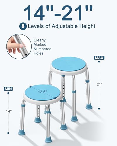 Silla de Ducha Giratoria HOMLAND, Taburete Redondo Ajustable con Respaldo y Cepillo, Asiento para Baño para Ancianos y Personas con Discapacidad - imagen 5