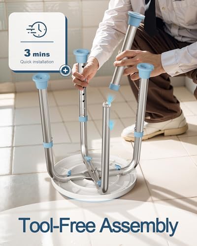 Silla de Ducha Giratoria HOMLAND, Taburete Redondo Ajustable con Respaldo y Cepillo, Asiento para Baño para Ancianos y Personas con Discapacidad - imagen 7