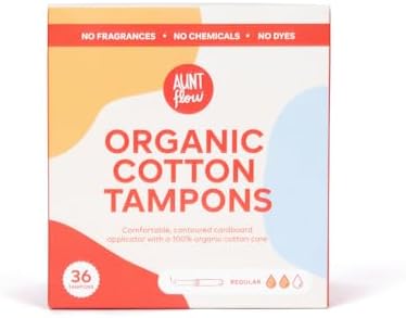 Tampones Orgánicos Aunt Flow con Aplicador de Cartón, Absorbencia Regular, Sin BPA, Hipoalergénicos, Sin Fragancia, Paquete de 36 - imagen 1