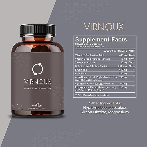 Virnoux - Aumenta el Conteo de Espermatozoides, Motilidad y Volumen – Vitaminas Prenatales para Hombres | Soporte de Salud Spermática para la - imagen 3