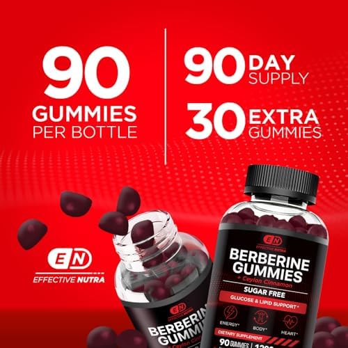 Gomitas de Berberina Effective Nutra con Canela de Ceilán | Fórmula sin azúcar de 1200mg para metabolismo y salud del corazón | Energía natural | - imagen 3