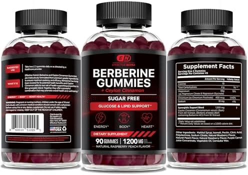 Gomitas de Berberina Effective Nutra con Canela de Ceilán | Fórmula sin azúcar de 1200mg para metabolismo y salud del corazón | Energía natural | - imagen 7