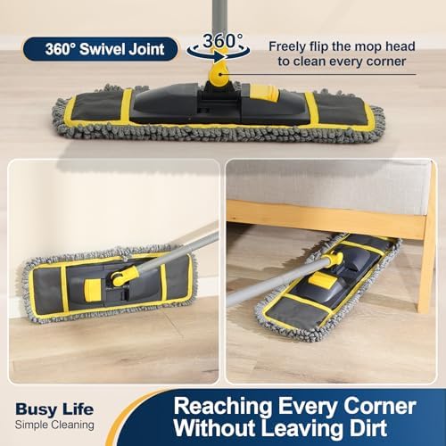 Mopa de Polvo Yocada para Limpieza de Pisos con 2 Almohadillas (Húmeda y Seca) para Madera, Cerámica, Mármol y Laminado, 51 pulgadas - imagen 3